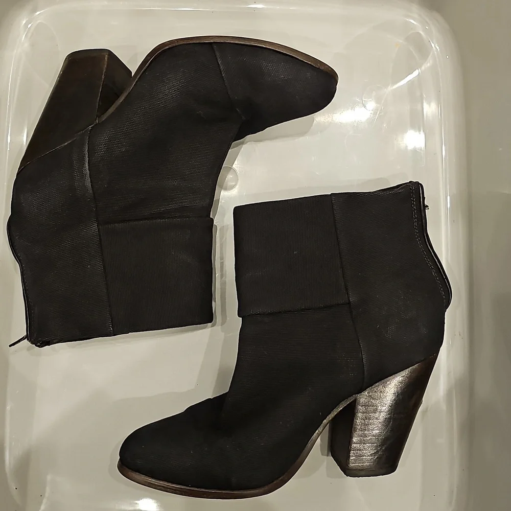 RAG & BONE Black Canvas Ankle Newbury Booties